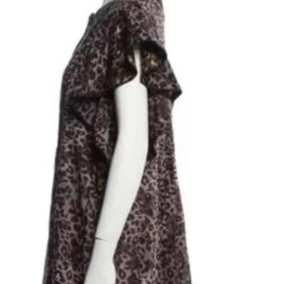 Cynthia Rowley Maxi Midi Dress Womens Small Brown Black Leopard Print Ruffle - Picture 2 of 7